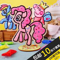 Color painting Pearl mud watercolor painting childrens painting 3d snow mud painting filling template color mud painting