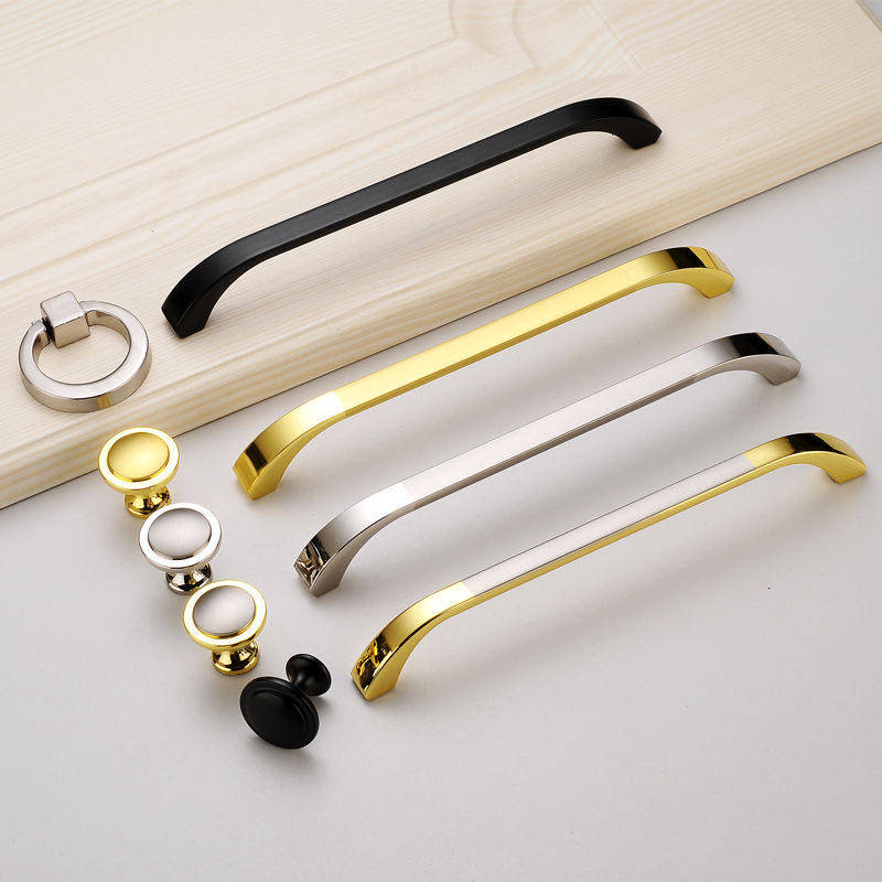 Modern simple cabinet door handle black drawer integral cabinet door handle zinc alloy thickened double gold double white handle