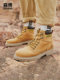 森马马丁靴男款短靴冬季加绒新款工装靴中帮棉鞋英伦高帮大黄靴子