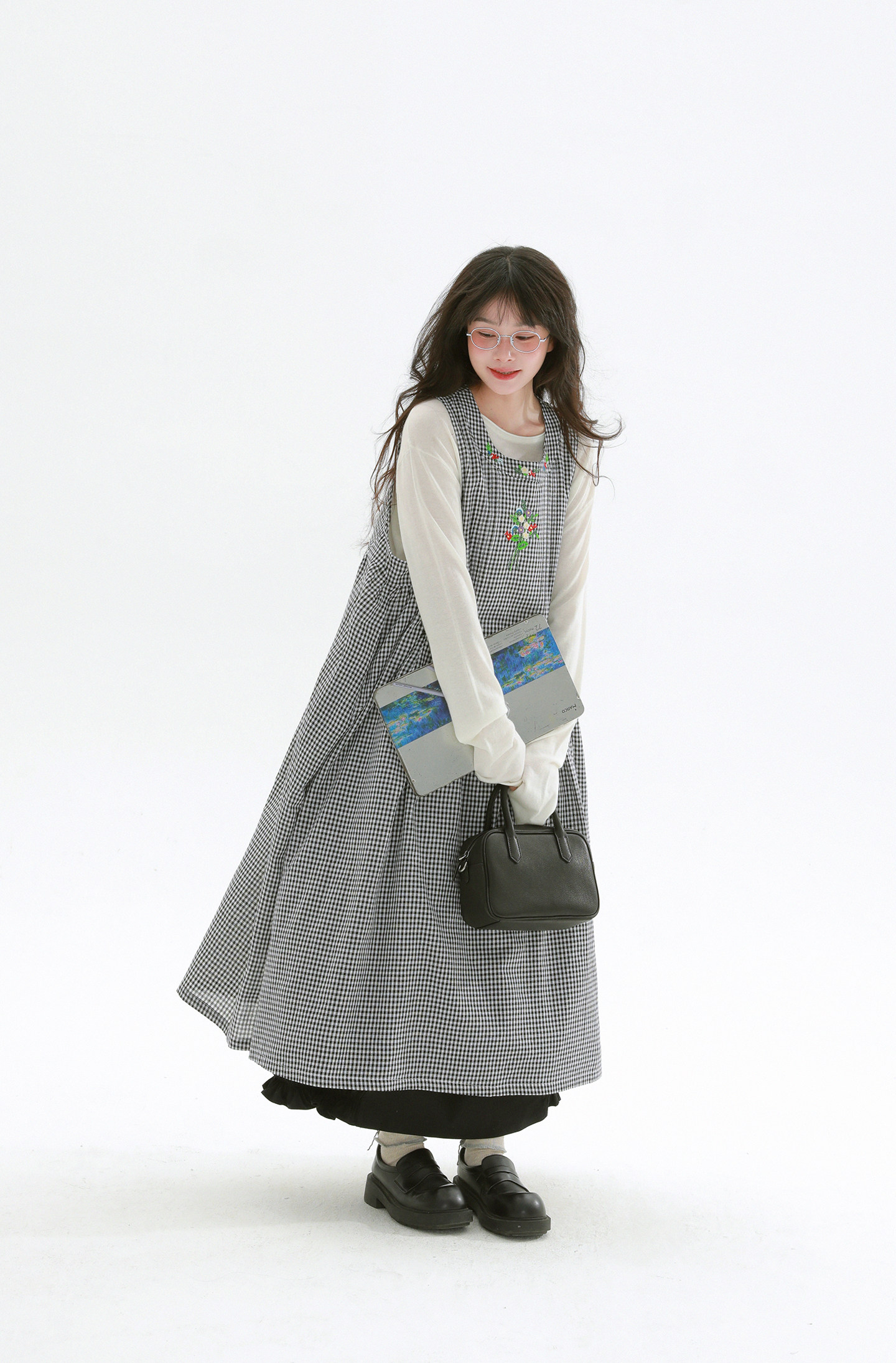 10%OFF】3 色展開 森ガール風チェック柄ジャンパースカート レトロな