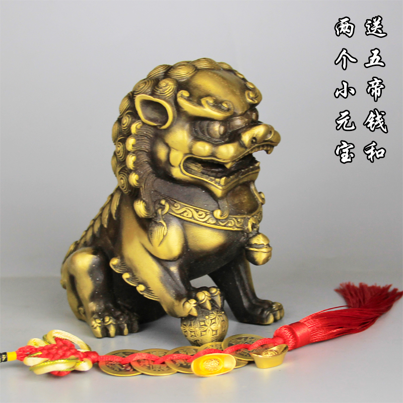 銅獅子擺件一對黃銅獅子銅獅仿古獅子擺件大小號一對北京宮門獅子