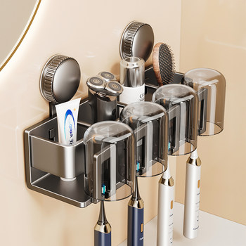 Suction Cup Toothbrush Holder, No-Drill Bathroom Mouthwash Cup, Toothbrush Cup, Wall-Mounted Electric Toothbrush and Toothpaste Holder