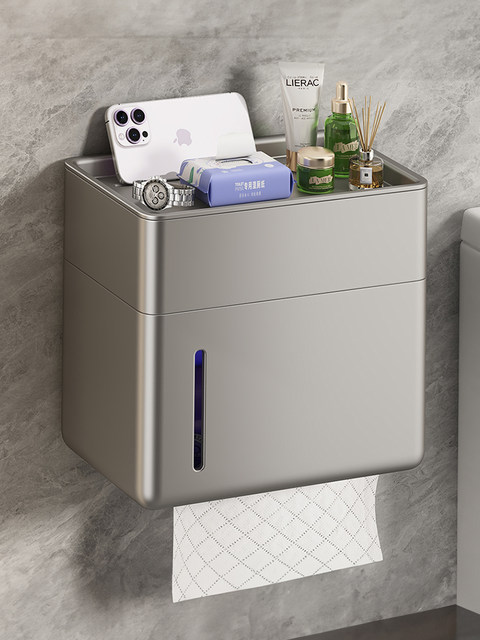 Bathroom Toilet Paper Holder, Punch-Free Wall-Mounted Tissue Box, Toilet Tissue Box, Roll Paper Holder, Toilet Paper Storage Rack