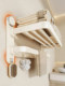Milky White Suction Cup Towel Rack Bathroom Storage Shelf Integrated Hanging Rod Foldable Towel Rack for Bathroom/Toilet