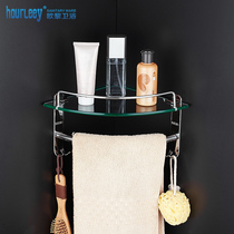 Bathroom 304 stainless steel shelf Wall-mounted bathroom bathroom glass shelf Triangle frame corner rack