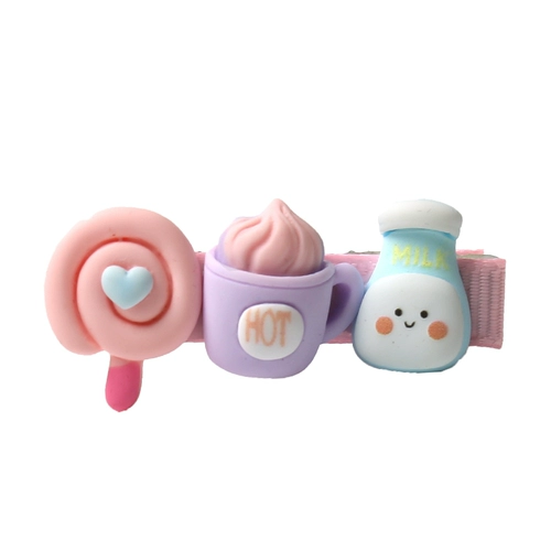 Японская мультяшная бутылочка для кормления, кремовая клубника, розовая безвредная заколка для волос, не повреждает волосы