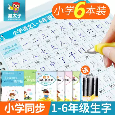 Cat Prince primary school students synchronous word practice concave teaching version slot magic copybook set for repeated use in grades 1-6