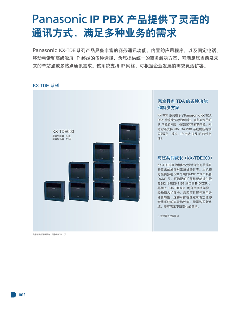 Panasonic KX-TDE600CN program-controlled group telephone switch 16 outside line 8 digital 168 extension drag in and out