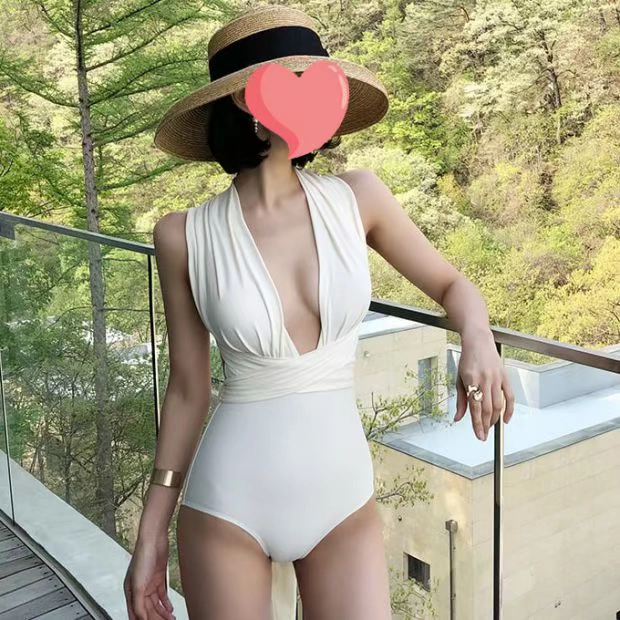 HChen Hàn Quốc Mua Búp bê Barbie Bãi biển sexy hở ngực chéo dây nơ Đa dạng Áo tắm một mảnh - Bộ đồ bơi One Piece