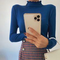 HChen Korea official website direct mail design of Xiaowo ear high-collar elastic long sleeve bottom T-shirt