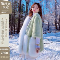 Luxury lady  foreign girl green true love mink cute mink fur coat female fight fox hair