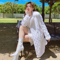 MissLuxury winter-day small furnace white imported Danish minke female famous wind long fur coat grass jacket