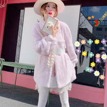 MissLuxury Danish velvet imported whole mink mink fur coat womens medium and long light luxury fur coat