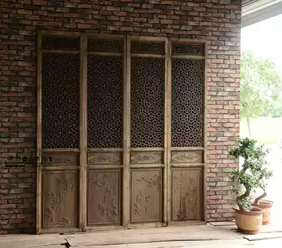 Antique wood carving partition porch camphor wood screen flower grid doors and windows Chinese wood carving screen Dongyang wood carving