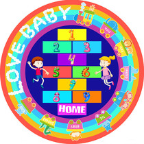 Childrens Round Cartoon Carpet Early Education Center Preparatory Kindergarten Drawing Location Area Anti-slip Game Pads