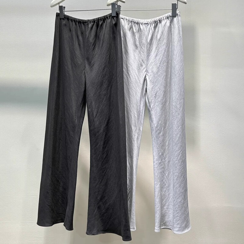 Minimalist Style Row Same-Origin Silk Linen Flared Air Pants Gala Pants for Women