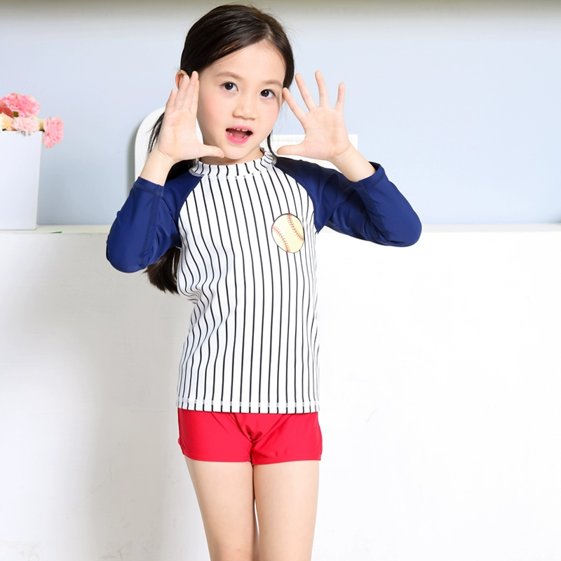 Áo chống nắng mới cho trẻ em đồ bơi thời trang lớn Bóng chày bé gái Nhật Bản đồ bơi ba mảnh chia áo tắm - Bộ đồ bơi của Kid