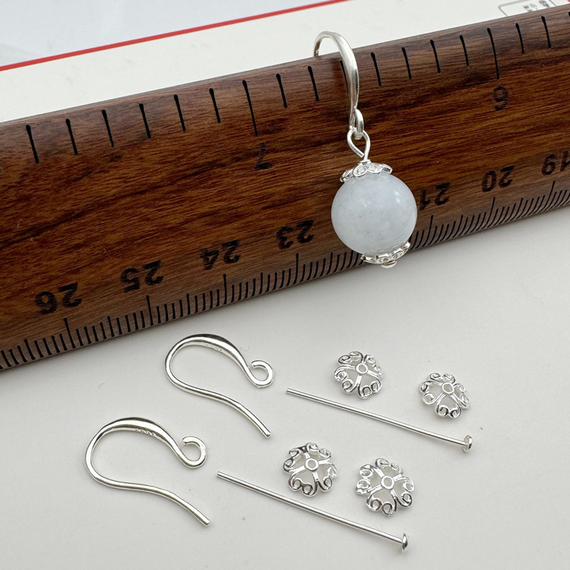 S925 Sterling Silver Material Kit Set with Thick Ear Hooks for Making Your Own Earrings, Silver Jewelry DIY Accessories, Non-Allergenic S925 Sterling Silver Material Kit Set with Thick Ear Hooks for Making Your Own Earrings, Silver Jewelry DIY Accessories, Non-Allergenic