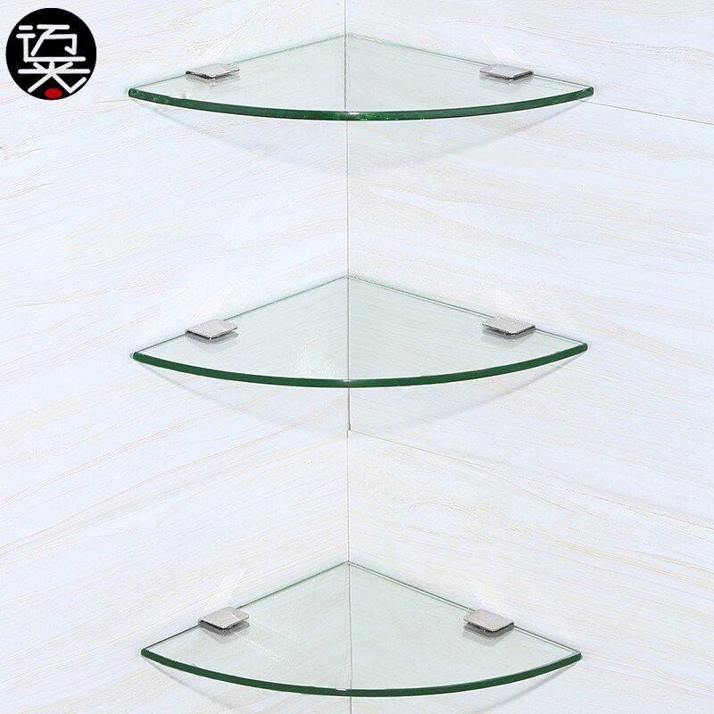Powder room triangle shelf Wall bathroom hardware pendant glass corner frame bathroom double triangle shelf