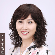 Wig lady midlength curly hair Mama in old age All-headgear woman full real hair stylish hair stylish wool roll