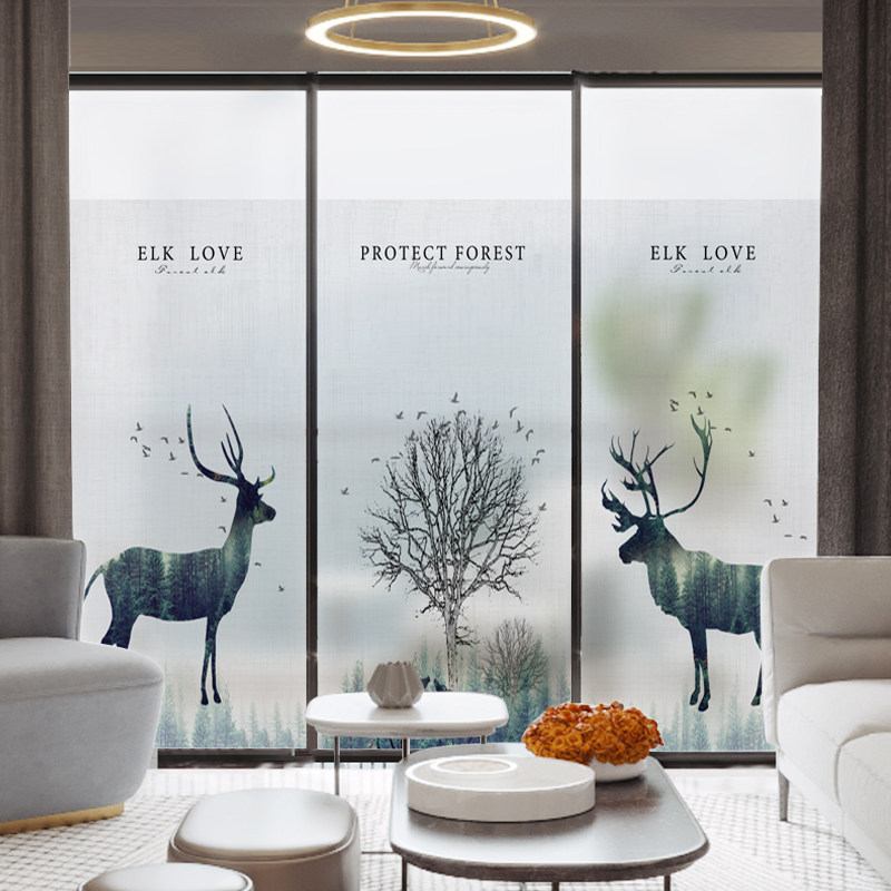 Custom minimalist Eurostyle window glass stickers light transmission opaque electrostatic frosted film Balcony Make-up Room Anti-Peep