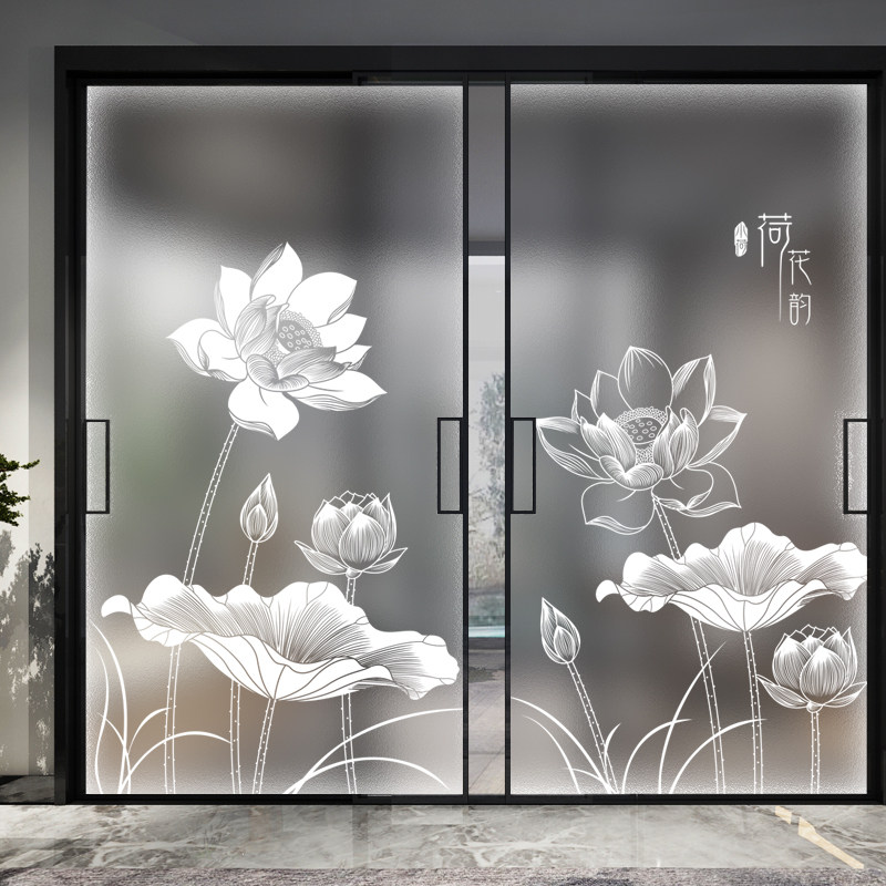 Window Frosted Shading Glass Sticker Makeup Room Bathroom Light Transmission Opaque Anti-Peep Static Cling Film Window Floral Paper
