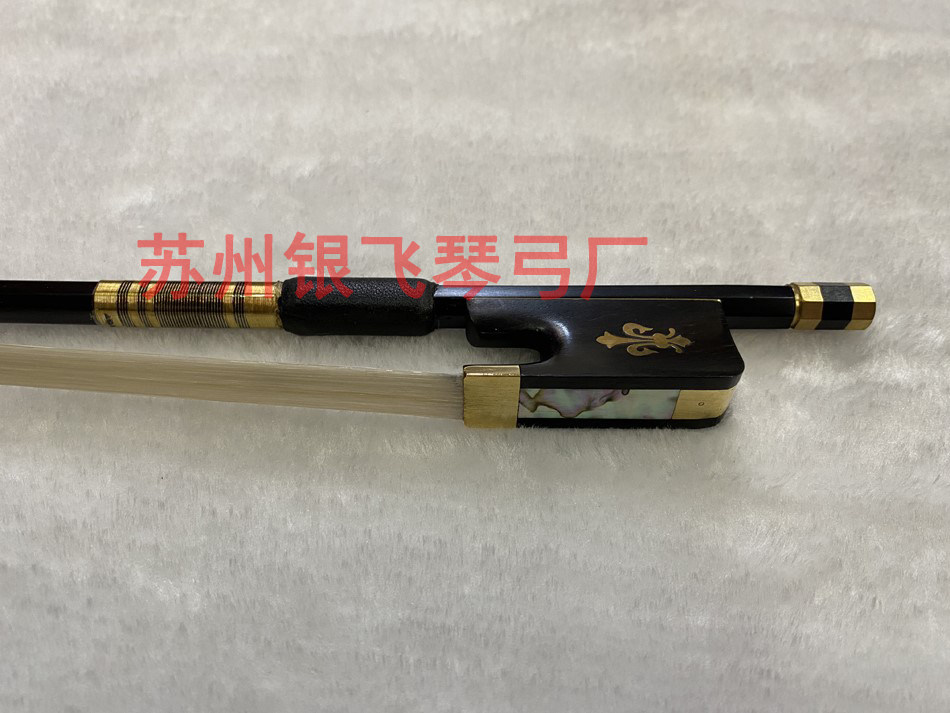 Violinist bow sculpted flowers in the middle celetian bow carbon fiber in the middle Tycone bow sculptures Umu tail KuMongolia white horsetail cello violin