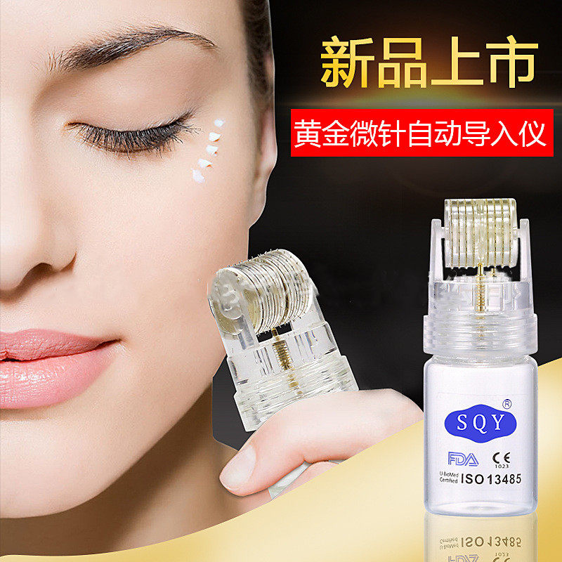 Home Manual Gold Microneedle Roller Rolling Pin Automatic Import Essence Stock Solution Instrument Beauty Microneedle Face Pimple Pit
