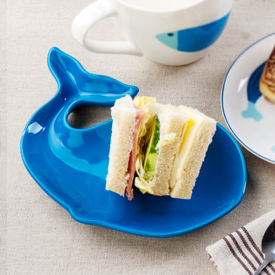 Ceramic plates, cartoon fish-shaped small plates, children's dinner plates, cute plates, nice tableware, breakfast plates for home use