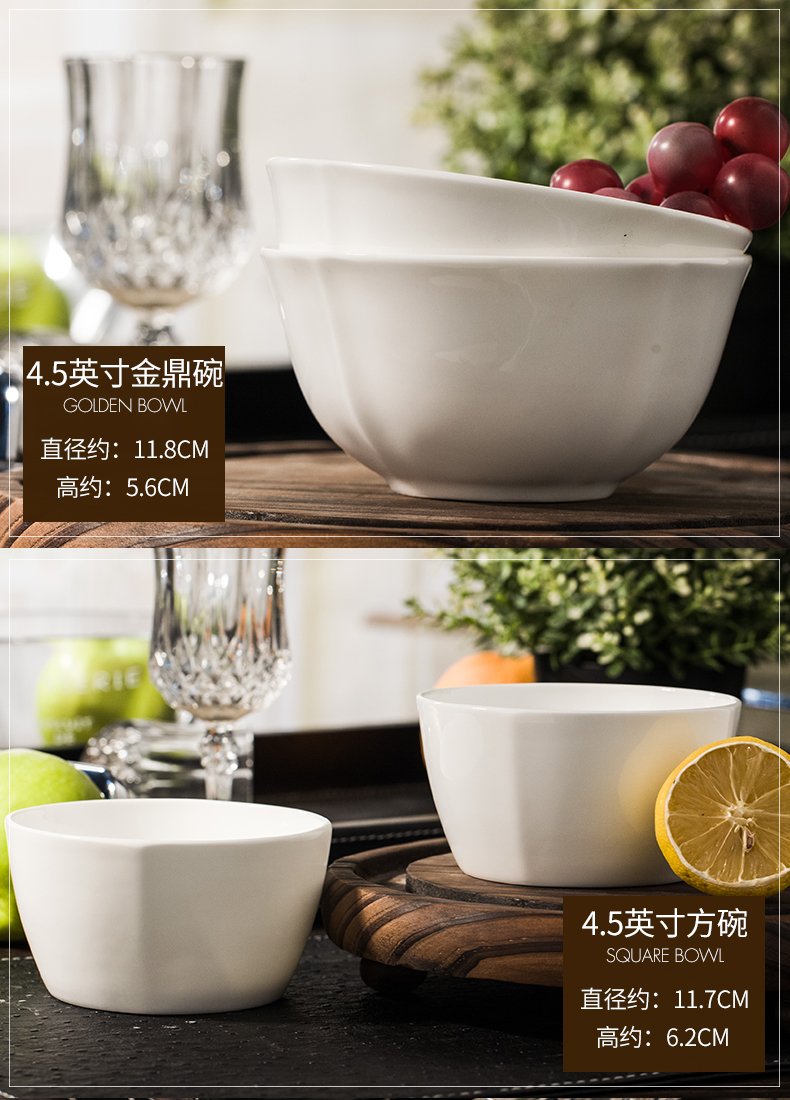 Jialan Tang Sơn xương bộ đồ ăn Trung Quốc xương trắng tinh khiết món ăn món ăn thìa miễn phí với lò vi sóng gốm sứ bộ đồ ăn - Đồ ăn tối chén ăn cơm