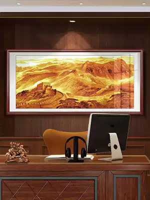 Middle Hall painting living room hanging painting golden wall landscape painting backing mountain Jinshanling morning light background wall office decoration painting