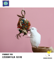 Plani palm leaf parrot gnawing foraging toy Puff hat natural hand-woven toy