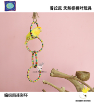 Prani palm leaf parrot nibbling foraging toys woven four-link swing hanging Xuanfeng tiger skin Peony