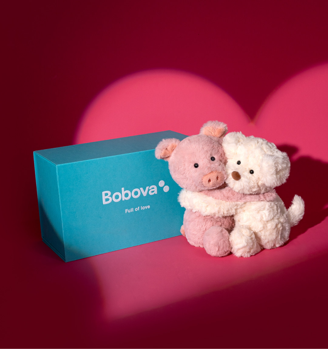 Мягкая игрушка bobova毛绒玩偶礼盒布艺填充pp棉公仔 柔软绒布娃娃送礼首选呼呼猪萌狗