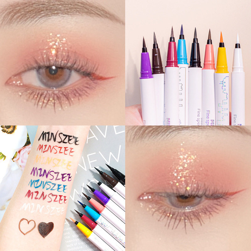 Colored eyelink pen cosplay extremely fine refill waterproof perspiration not easy to dye white brown mulberry fruit pink purple