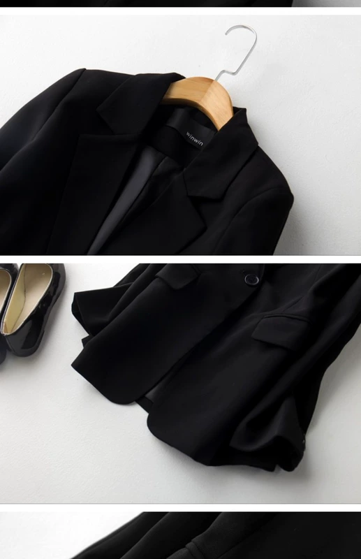 Winwin tùy chỉnh phần mỏng màu đen nhỏ phù hợp với áo khoác nữ khí chất là phiên bản Hàn Quốc mỏng của chiếc váy chuyên nghiệp sang trọng mùa xuân