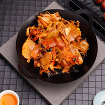 Double ear pot iron pot wok commercial uncovered hot pot dry pot special pot home cooking iron pot 8 inch black pot