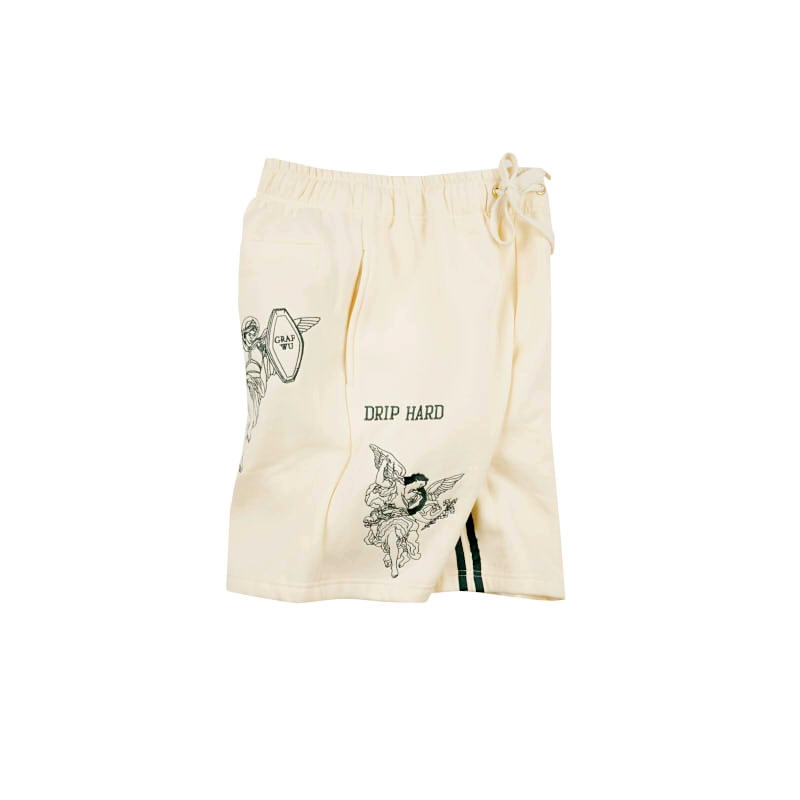 GRAF thương hiệu ban đầu DRIP SET Flexin kem nữ thần thiên thần thêu đôi cộng với quần short web nhung - Quần short quần jean nam hàng hiệu