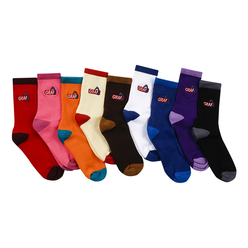 GRAF original brand) classic giraffe logo couple nine-color medium Terry sports skateboard cotton socks