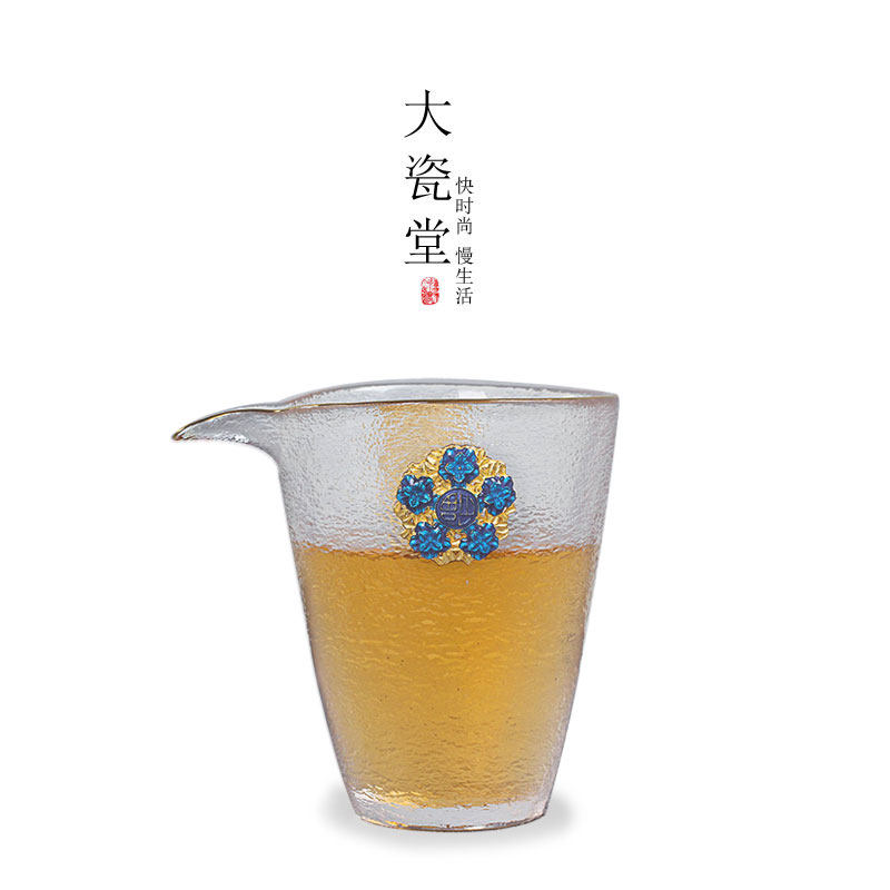 Large porcelain tang Cloisonne Phnom Penh fair cup Gongfu tea set Tea sea heat-resistant glass tea separator Hammer pattern male cup