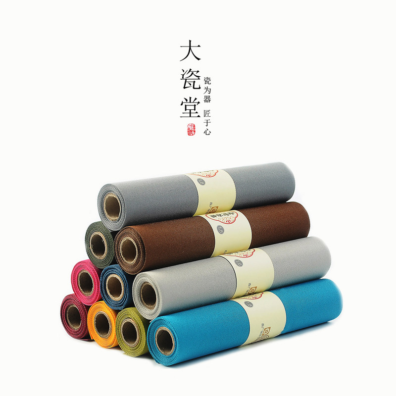 Da Porcelain hall waterproof tea mat fabric 20cm Japanese simple cotton hemp tea mat Gongfu tea road accessories Zen table flag