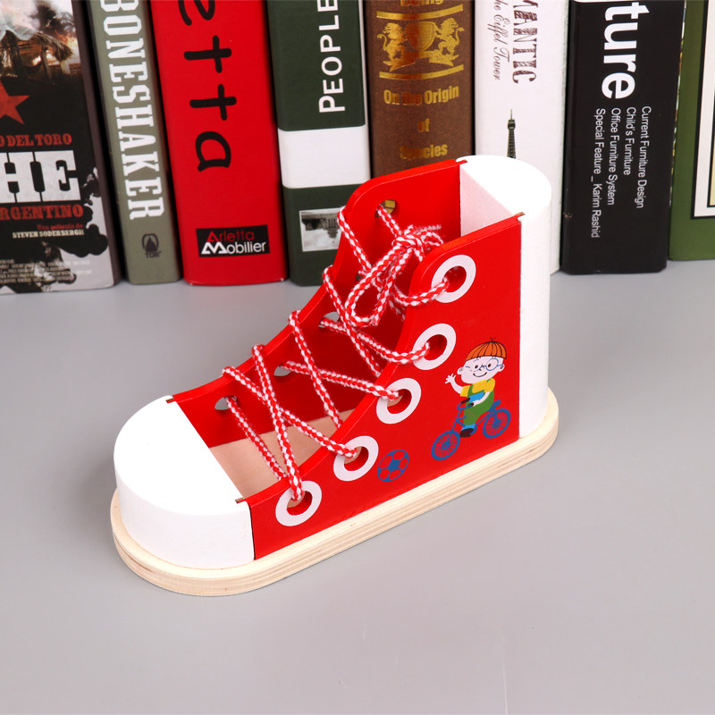 Baby Department Shoestring Children Mont Early Lessons Wise Toy Nursery School District Corner Life Teaching Aids Wood Shoes