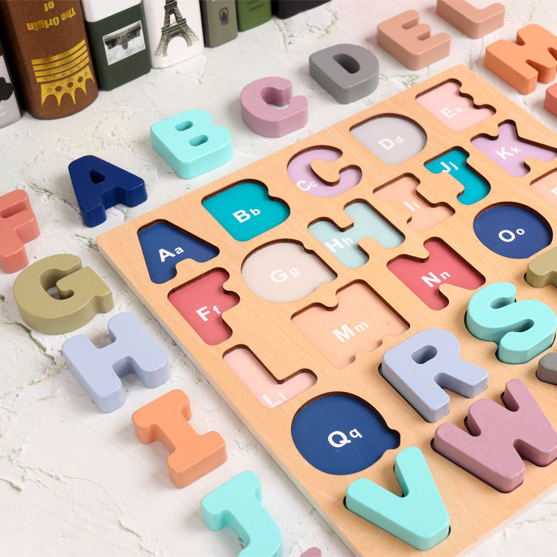 Digital Alphabet Jigsaw Building Blocks Wooden 1-3-year-old Child Epistemosaics Early teaching Puzzle Toy Male Baby Girl