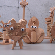 Kindergarten handmade diy creative wooden three-dimensional animal branches wooden pillars art area natural material package