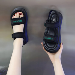 Internet celebrity bread sandwiched sandals female 2024 summer new magic stick cake thick bottom casual Roman shoes small size 34