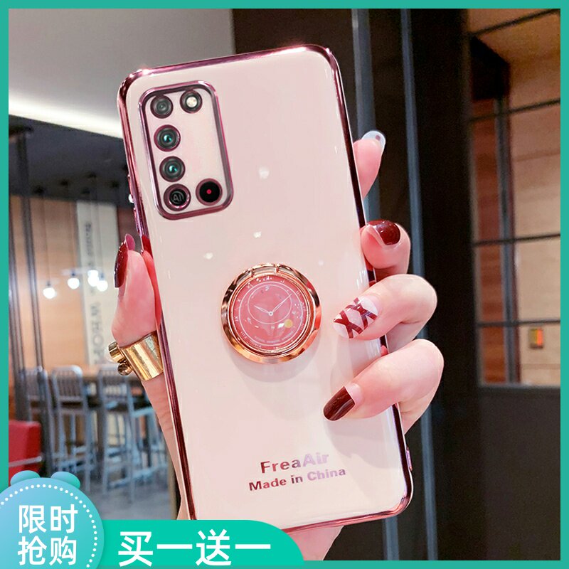 Apply Honor x10 Mobile Shell Creative Clock Ring Stick Honor x10max All-inclusion Camera Protection Case Case Anti-Fall Soft Case 5G Tide Case Red High-end Woman Case