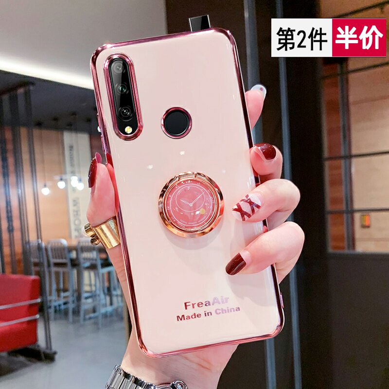 Huawei enjoy 10plus mobile phone protection shell creative clock ring bracket plated all-bag anti-fall softshell STK one AL00 protective sleeve TL00 tide card net red high gear women's shell brisk