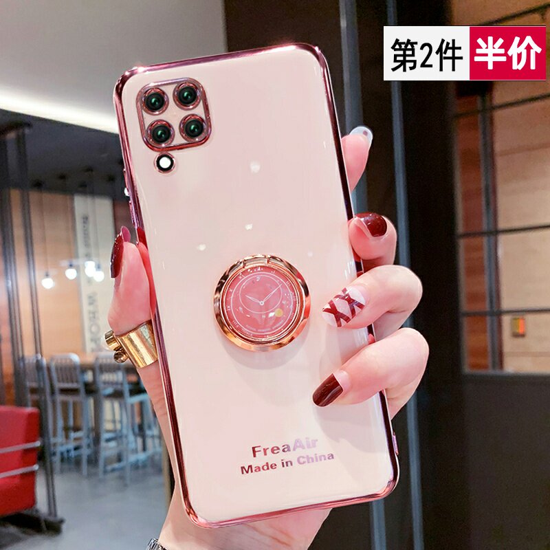 Huawei nova6se mobile phone protection shell creative clock ring bracket nova6se full package camera protection nova7i electroplating anti-fall silicone gel softshell boomer mesh red high gear female shell