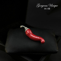 Exquisite vivid red chili bra needle upscale men and womens chest coat sweater scarf needle accessories 572