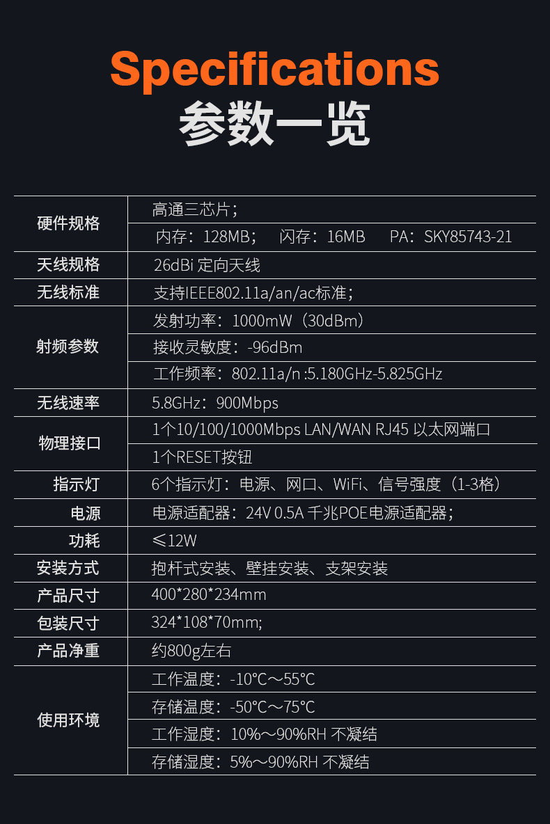 Сетевой мост comfast cf-e317/319无线网桥11公里远距离传输工程ap室外wifi电梯监控5g网络900m点对点桥接poe供电防水中继